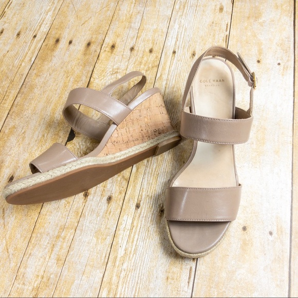 Cole Haan Shoes - Cole Hann Sandal Espadrille Wedges Taupe Nude Cork